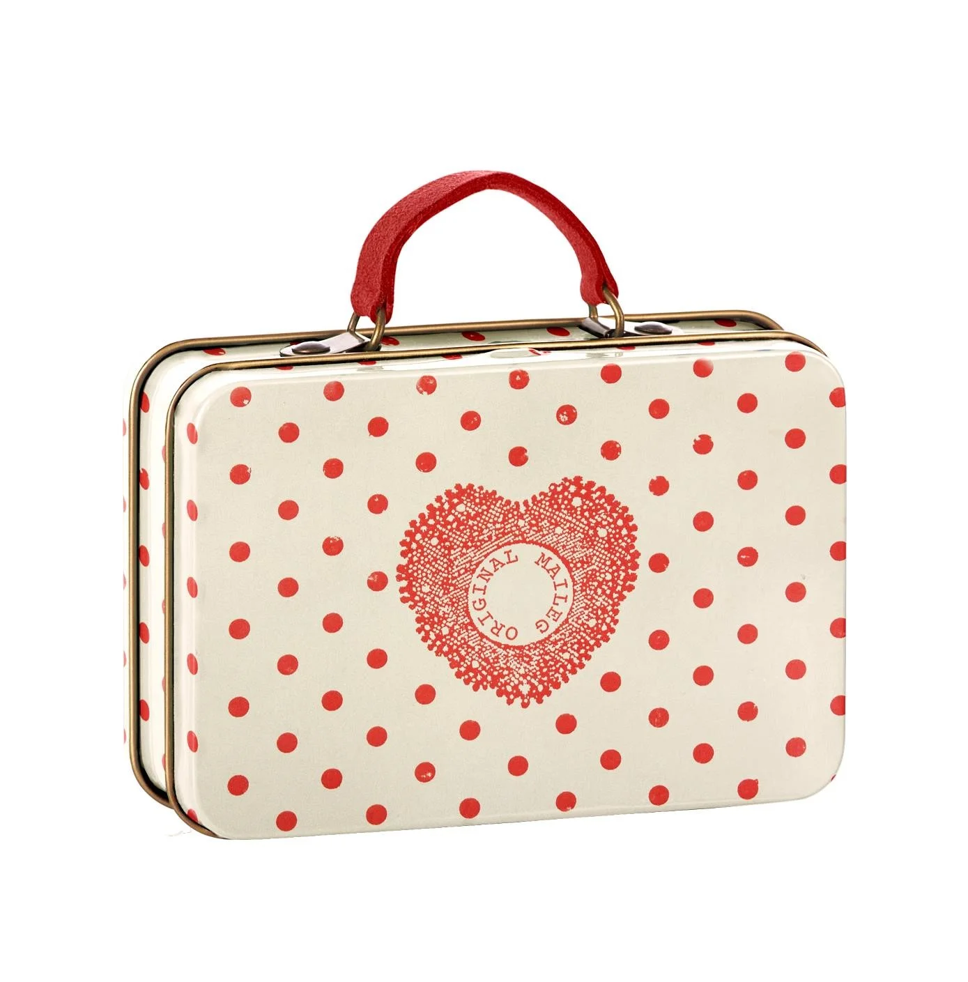 Maileg Metal suitcase Cream Coral Dots